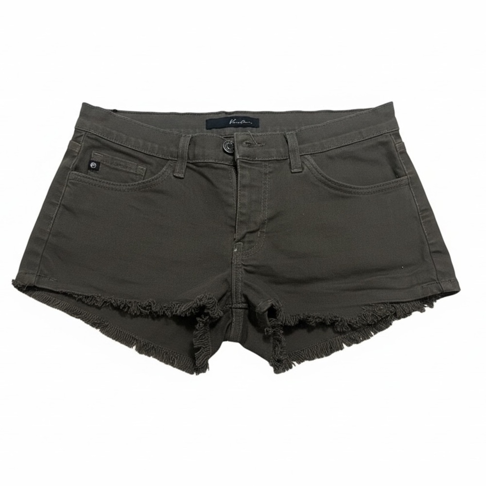 KanCan Olive Green Frayed Hem Denim Shorts